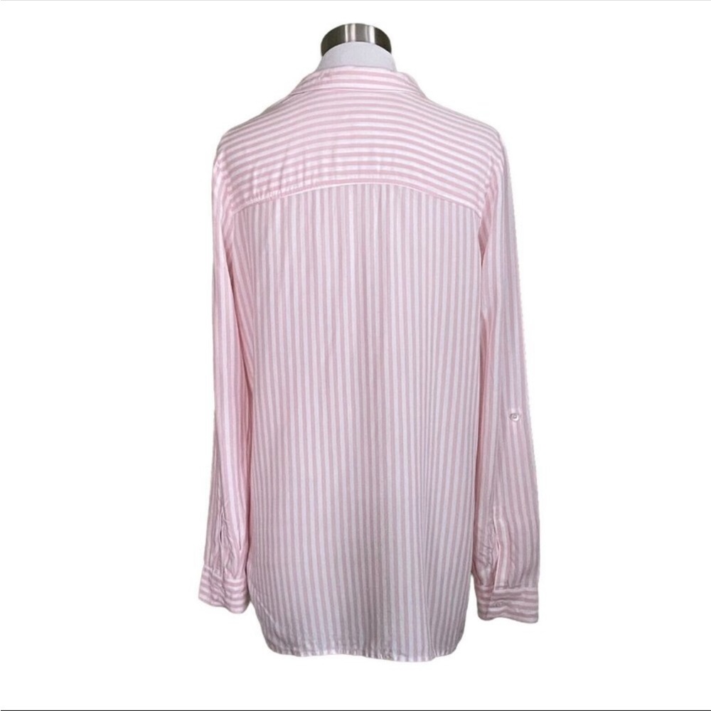 J Jill Pink and White Button Down Shirt Size Large Petite - Picture 2 of 10